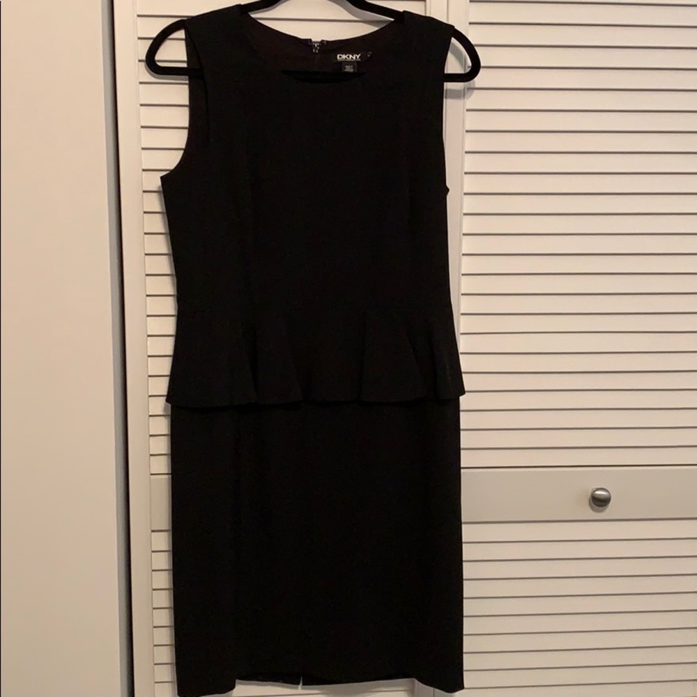 Black  DKNY Peplum Sleeveless Dress